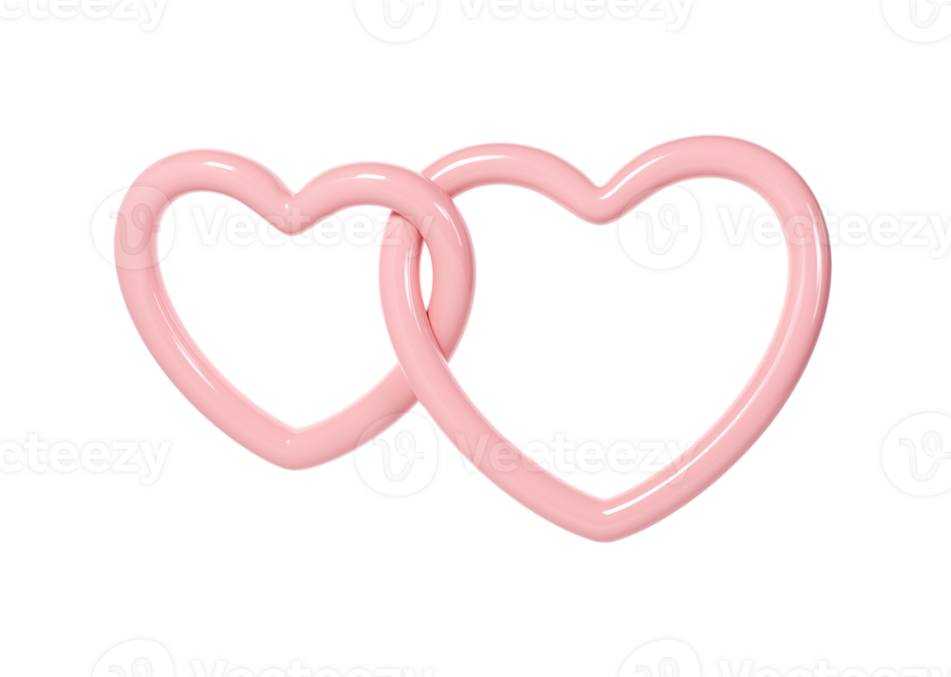 3d two pink glossy heart love frames transparent illustration. Suitable for Valentine day, Mother day, Women day, wedding, sticker, greeting card. February 14th png