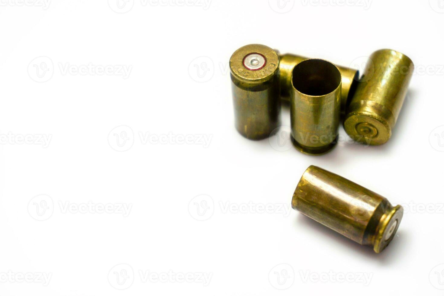 Group of bullet shells isolate on white background. photo