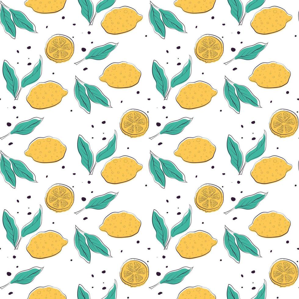 lemon doodle pattern vector