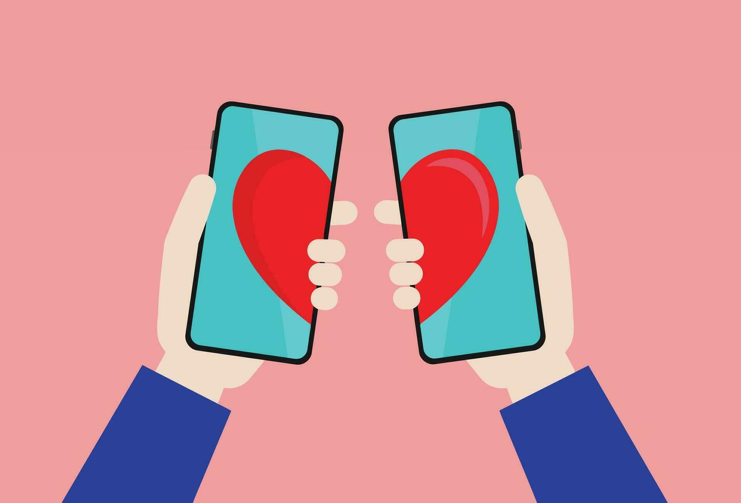 social medios de comunicación, móvil aplicación, en línea mensajería, Internet tener una cita, Pareja - relación, tener una cita, amor - emoción vector