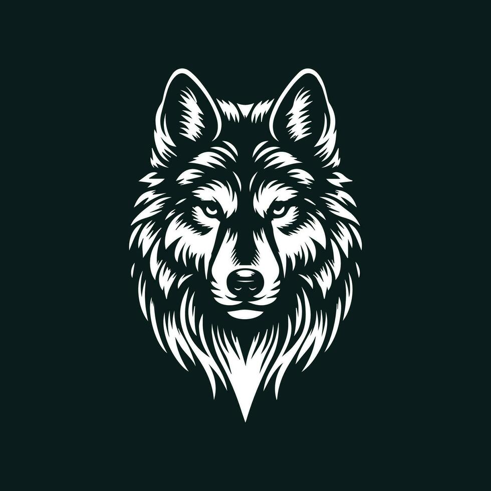 Wolf head in monochrome style isolated on dark background vector illustration