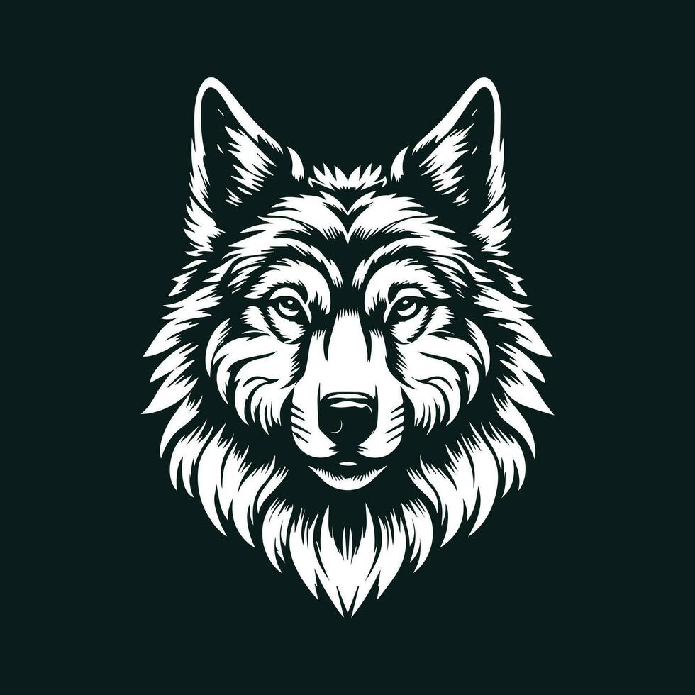 lobo cabeza vector ilustración aislado en negro antecedentes para camiseta, tatuaje y otro diseño