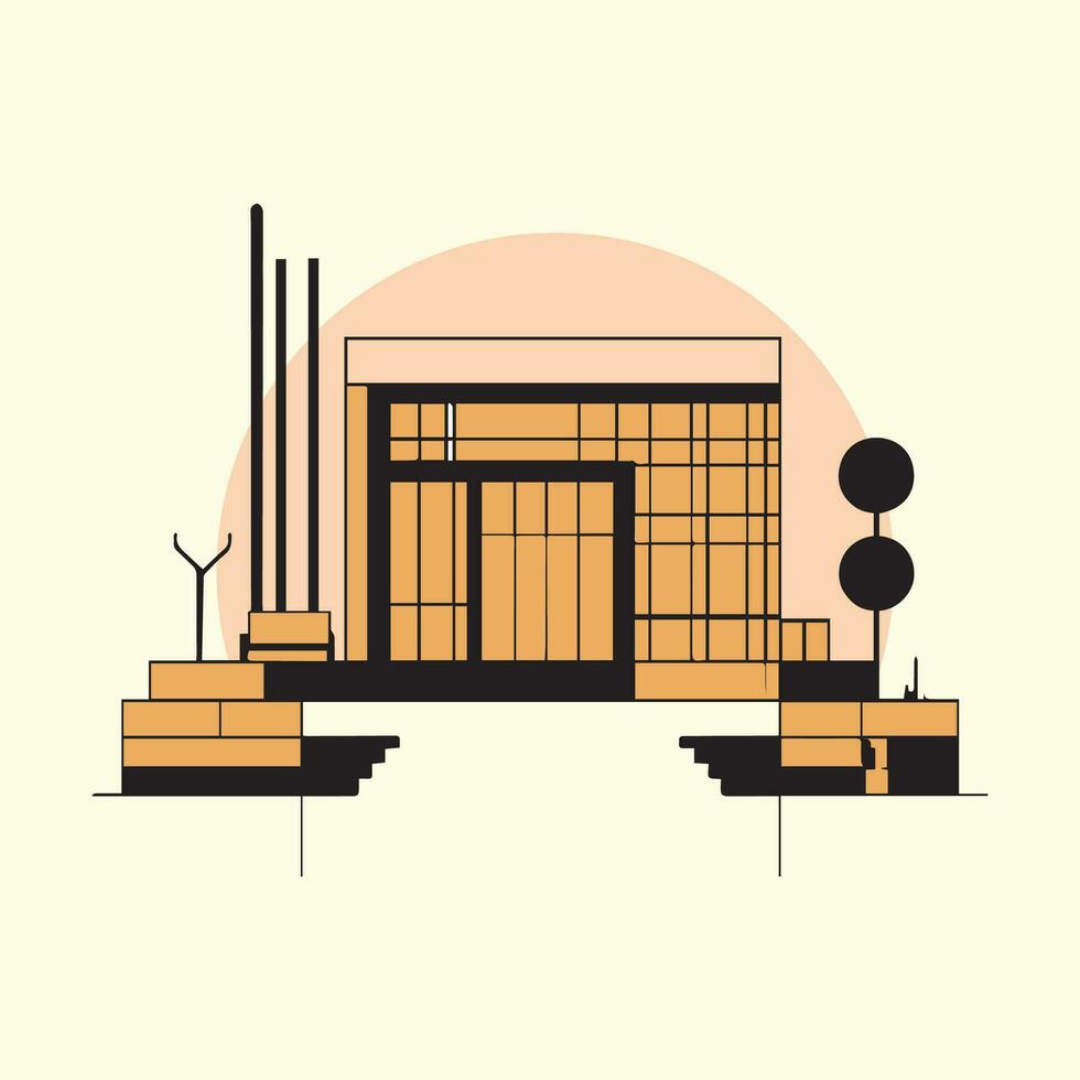 arquitectura de moderno ciudad. vector ilustración en plano estilo Bauhaus diseño.