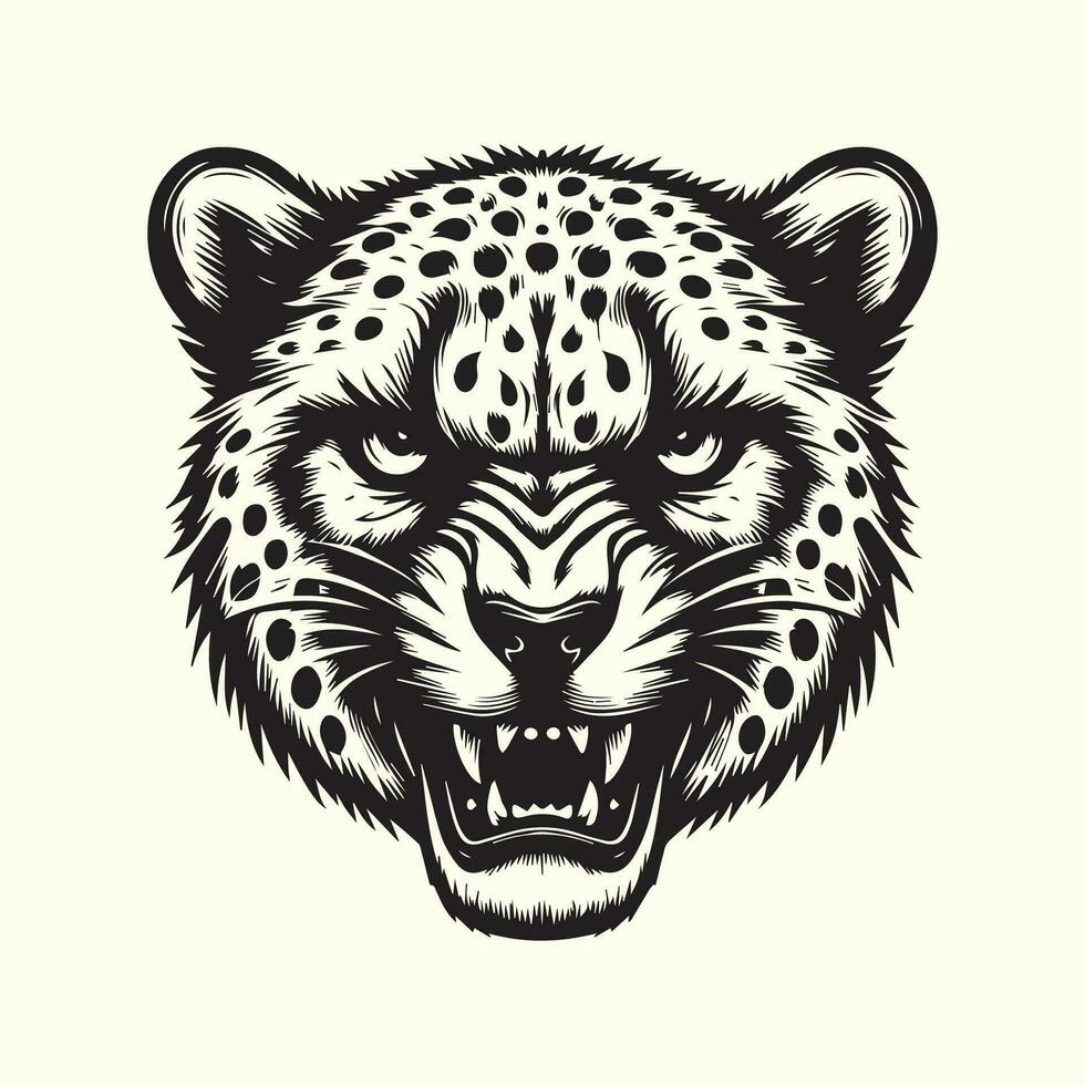 Cheetah head for tattoo or t-shirt design. Vector illustration