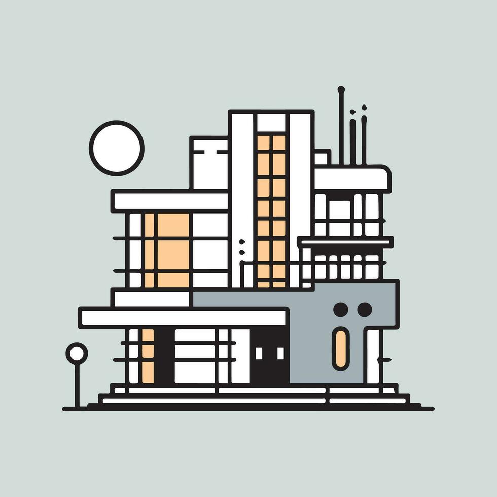 cityscape building icon design, vector illustration bauhaus design style