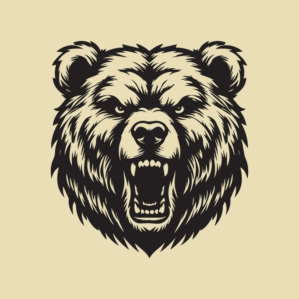 Grizzly bear head vector illustration for t-shirt.