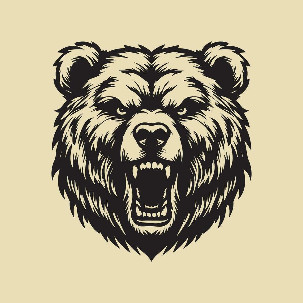 Grizzly bear head vector illustration for t-shirt.