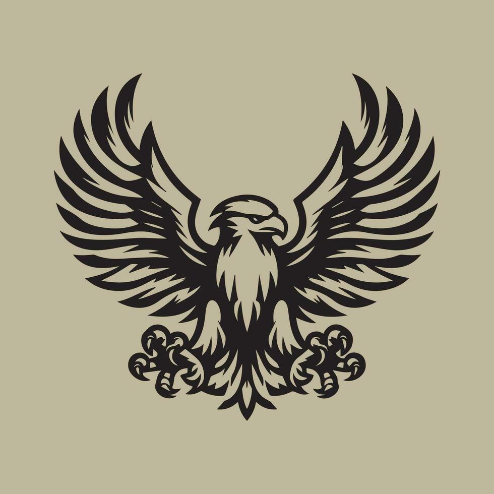 Eagle head with wings, heraldic emblem. Vector illustration.