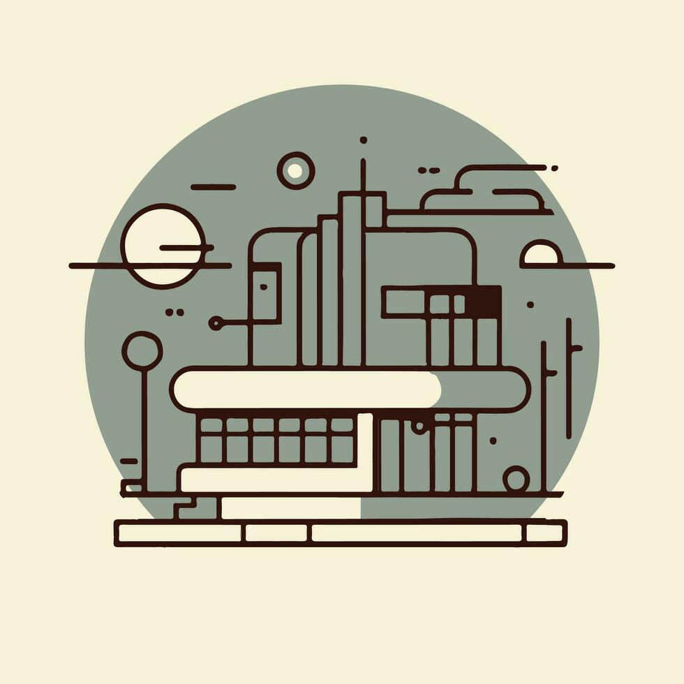 industrial edificio. vector ilustración en plano lineal estilo. diseño elemento Bauhaus diseño