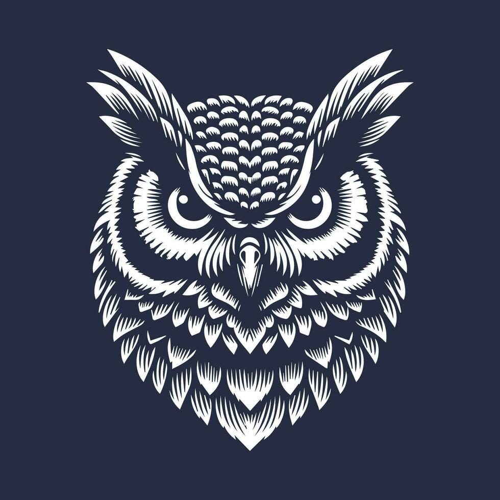 Owl head. Vector illustration for tattoo or t-shirt design.