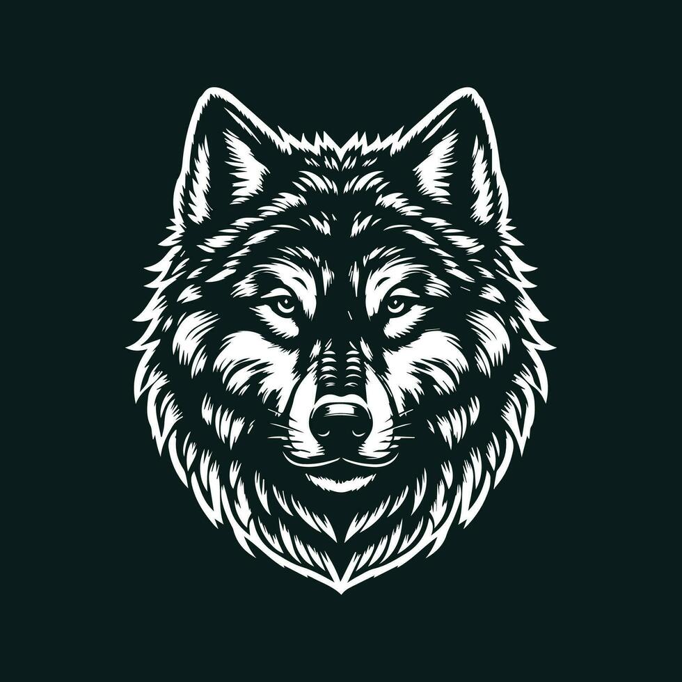 lobo cabeza logo modelo vector ilustración. aislado en negro antecedentes.