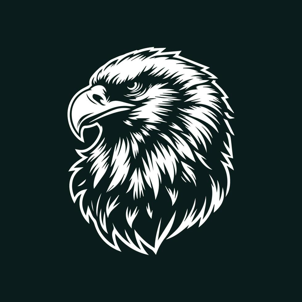 Eagle head vector illustration isolated on dark background. Eagle head design template.