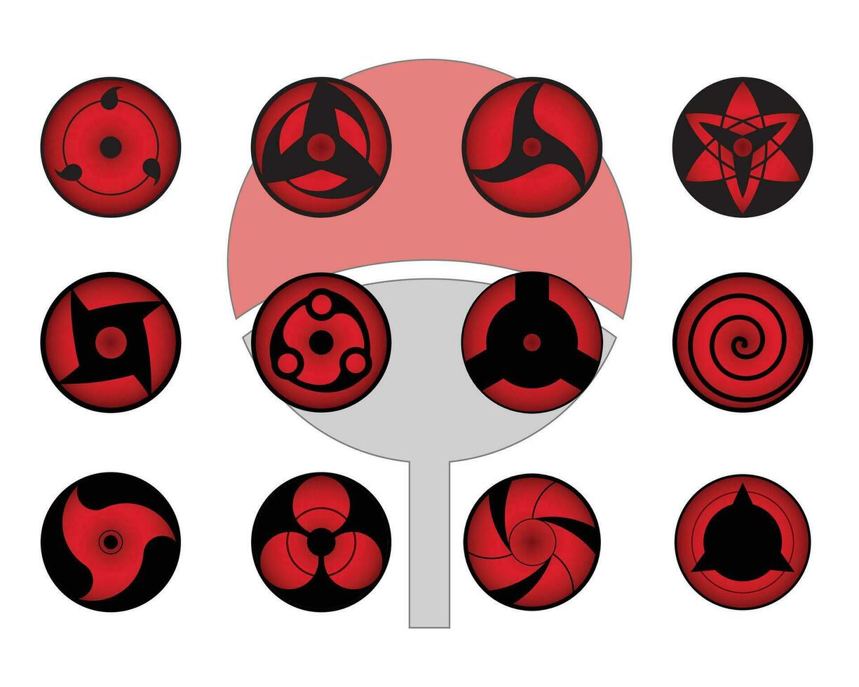 ilustración de Sharingan ojo en naruto anime serie vector