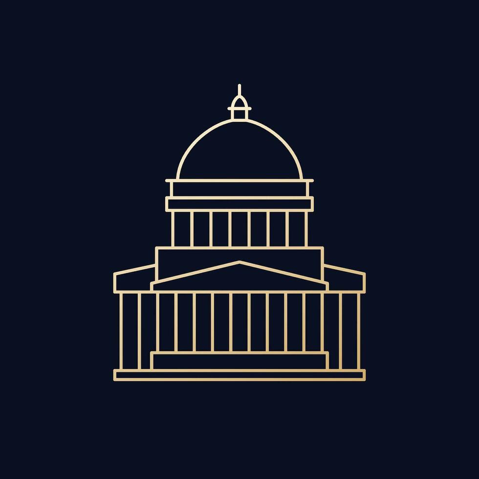 capitol building icon, line vector