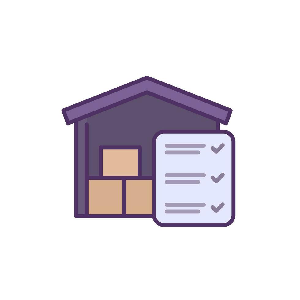 inventory, stock icon with a warehouse vector