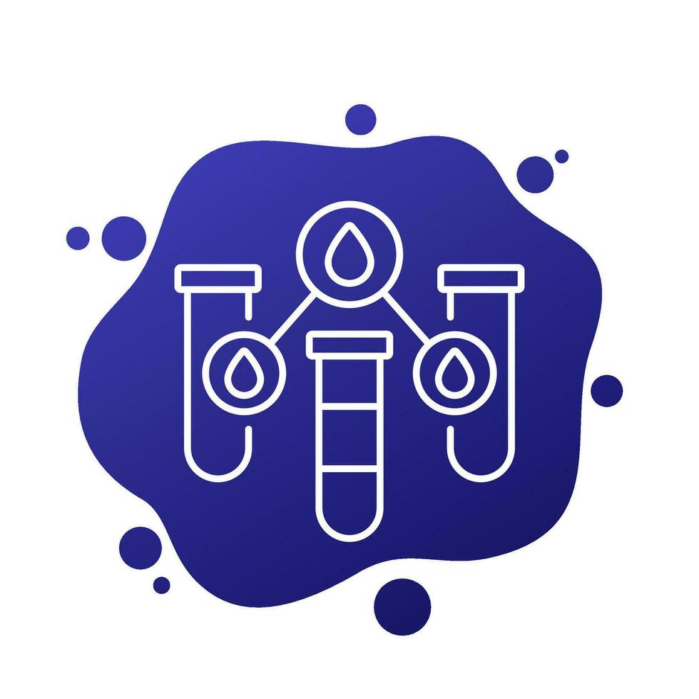 water testing line icon with test tubes, vector