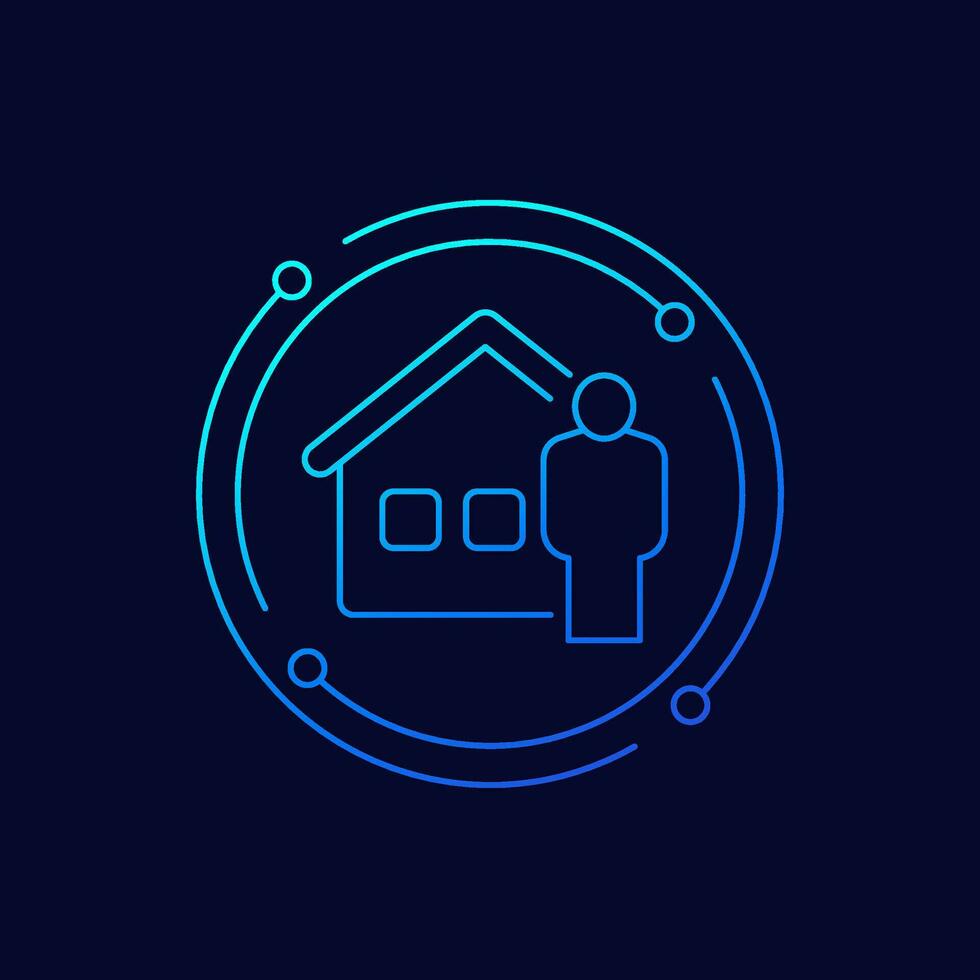 landlord or house owner icon, linear design vector