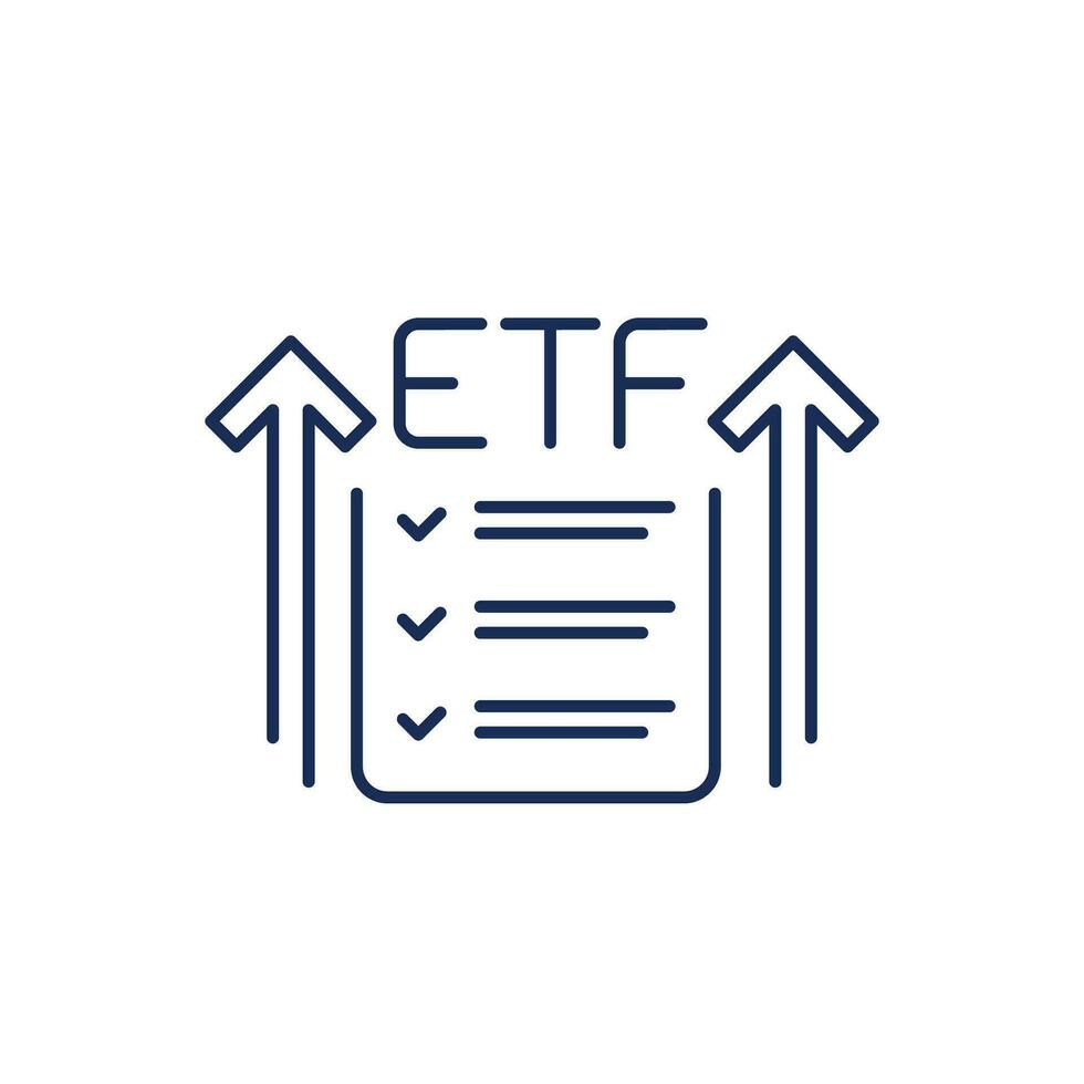 etf línea icono, creciente fondos vector
