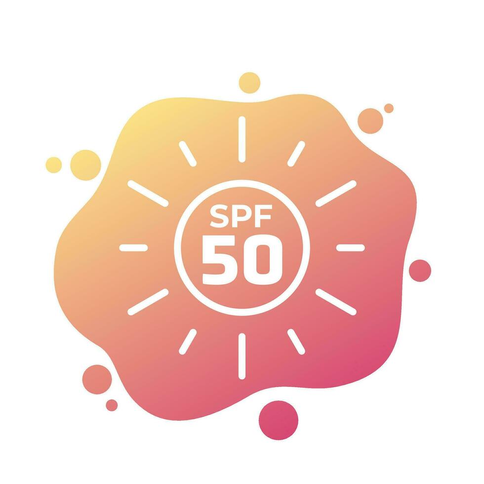 SPF 50 vector icon with a sun