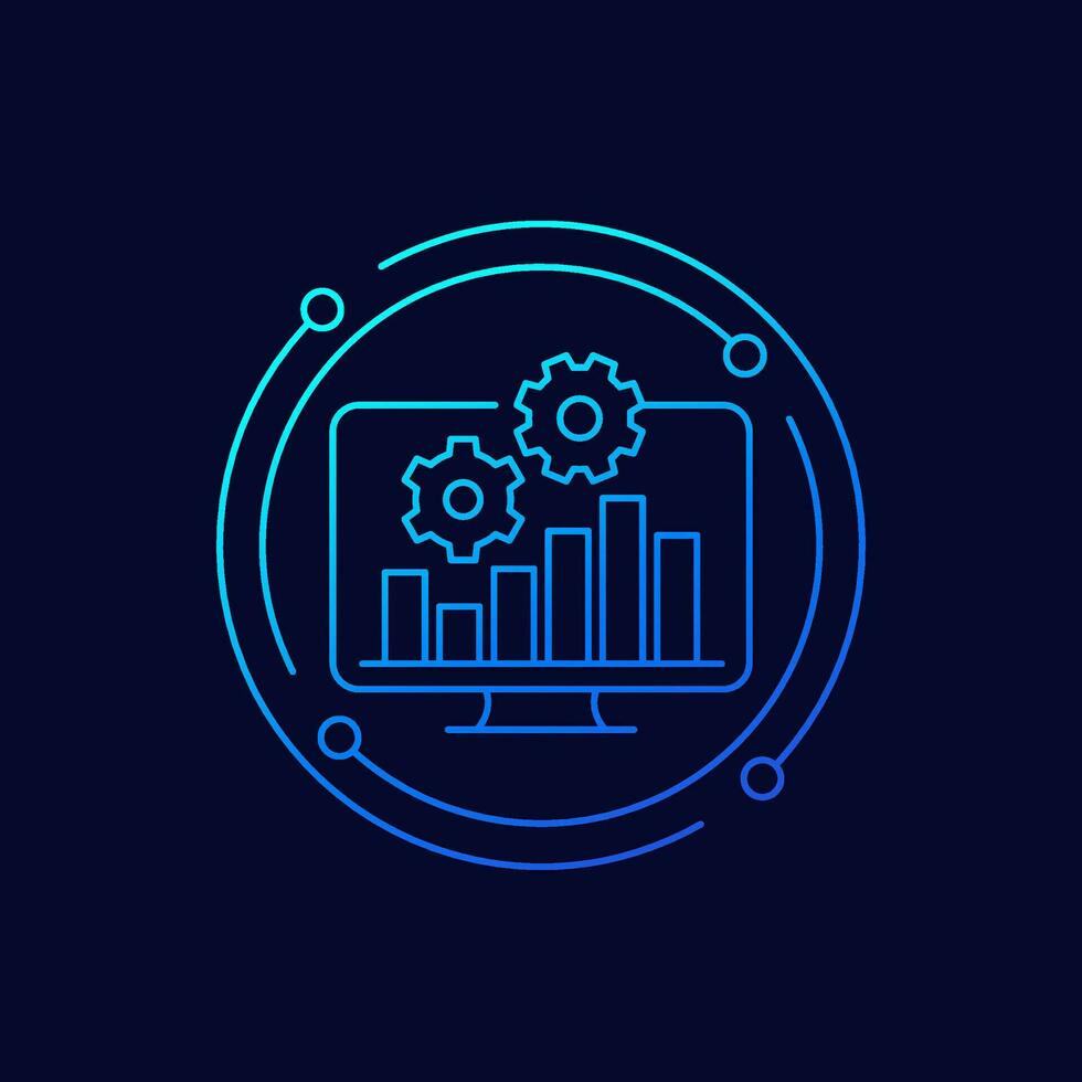 performance icon with a graph, linear design vector
