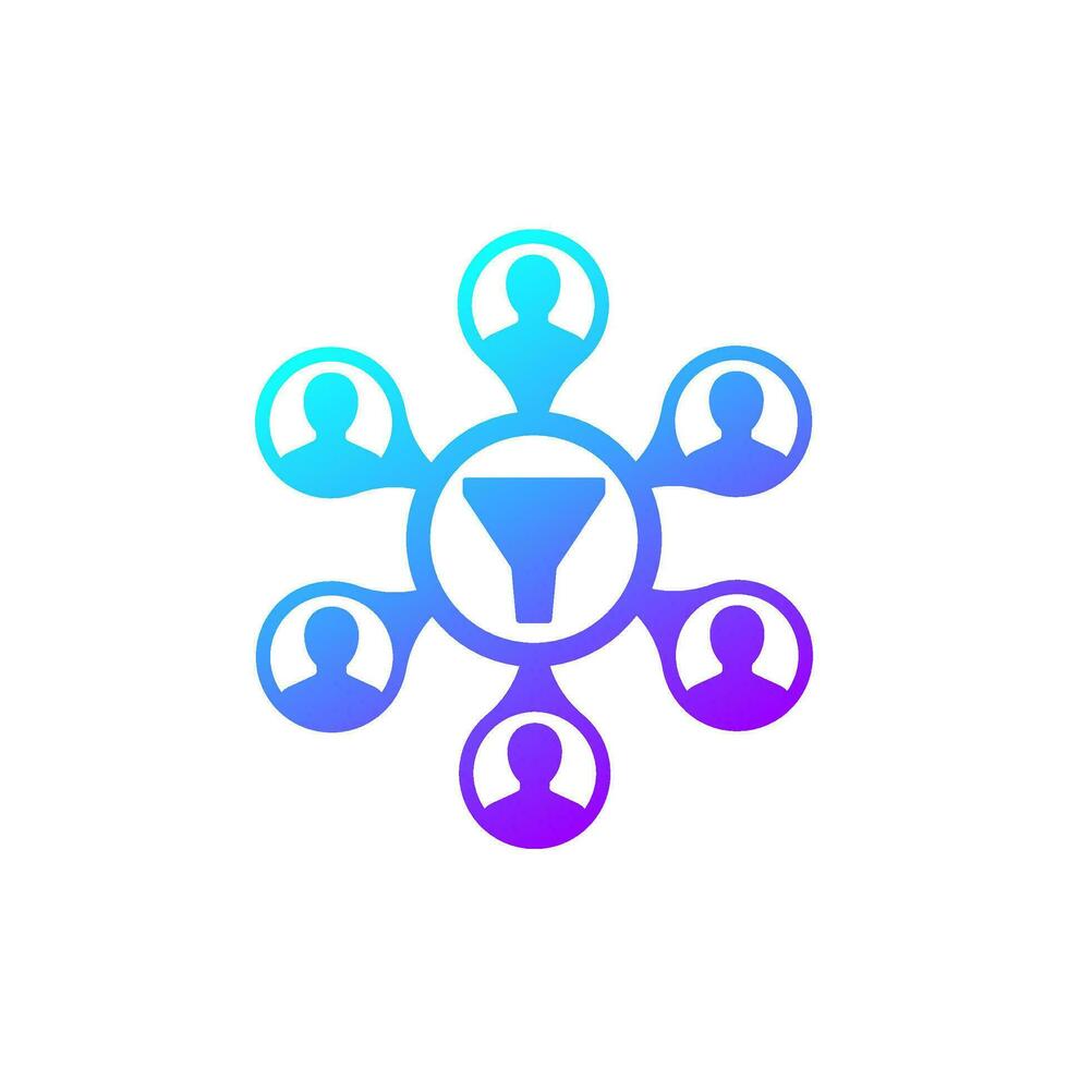 filtering users data icon on white vector