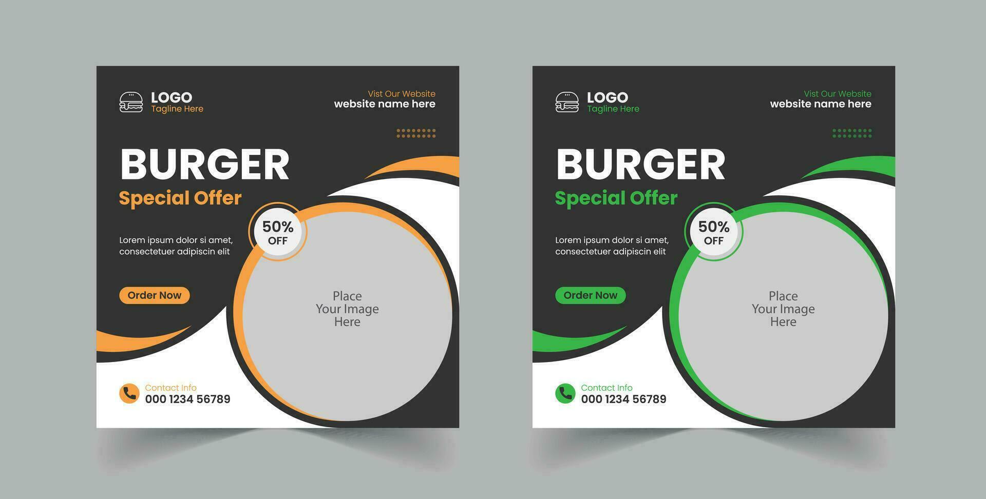 Free Vector Delicious Burger or Delicious Food Menu Social Media Post Web Banner Template Design