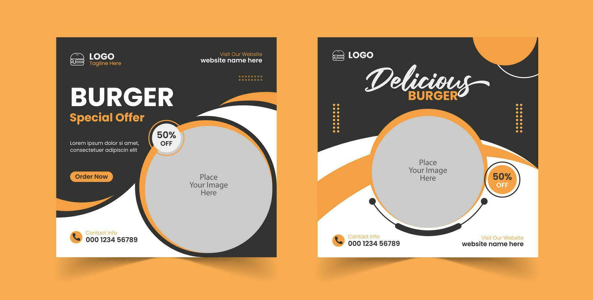 Free Vector Delicious Burger or Delicious Food Menu Social Media Post Web Banner Template Design