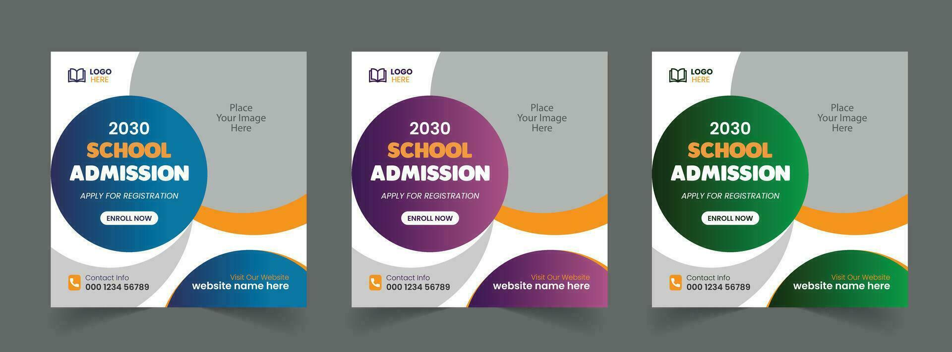 Free Vector School Admission Social Media Post and Back to School Educational Web Banner Template design