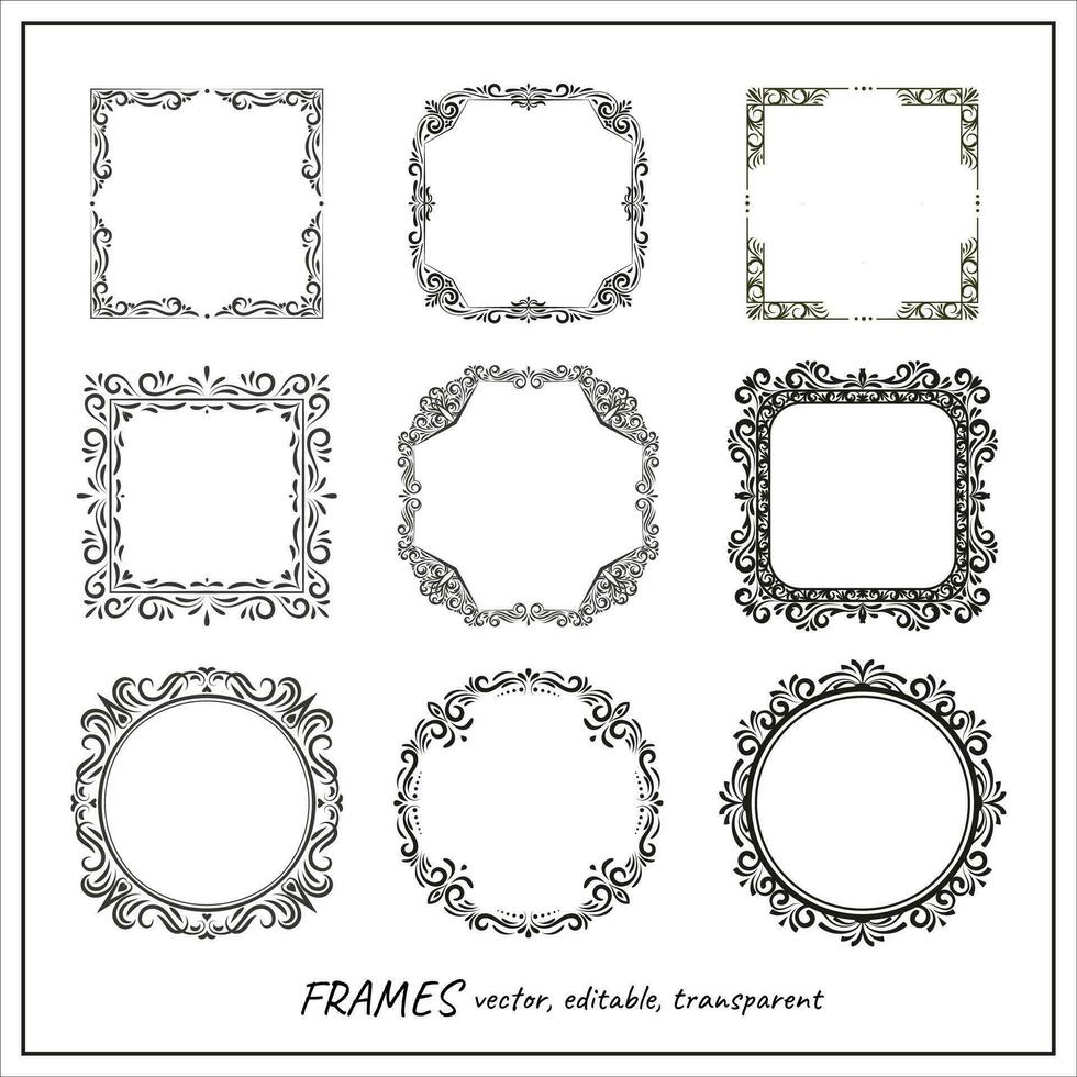 Clásico caligráfico marcos retro elegante ornamental fronteras para certificados, invitaciones, salvar el fecha. vector
