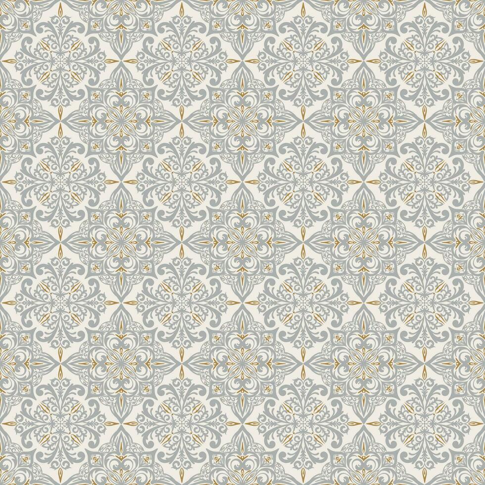 Seamless pattern with classic ornament. Beige background with victorian ornaments for fabric, ceramic tiles, wallpapers, design. Textile print for arabic scarf vector