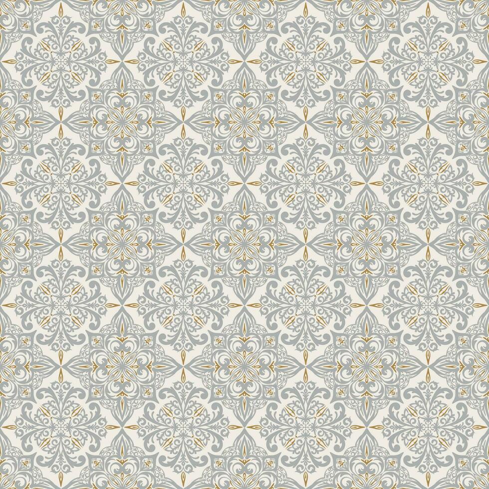 sin costura modelo con clásico ornamento. beige antecedentes con victoriano adornos para tela, cerámico losas, fondos de pantalla, diseño. textil impresión para Arábica bufanda vector