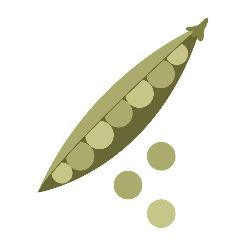 un verde guisante vaina con dos chícharos dentro vector