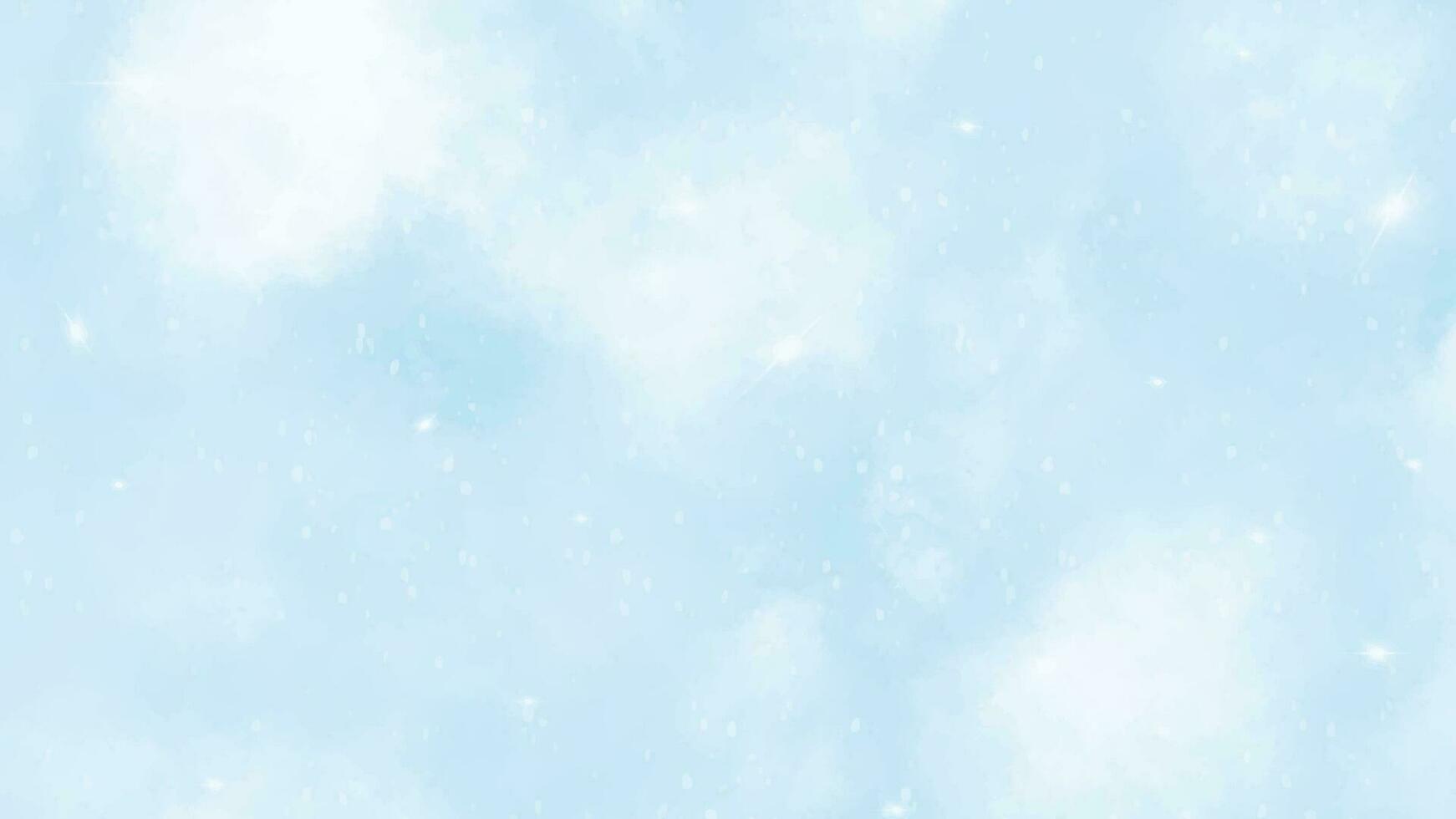 Abstract blue winter watercolor background. Sky pattern with snow vector