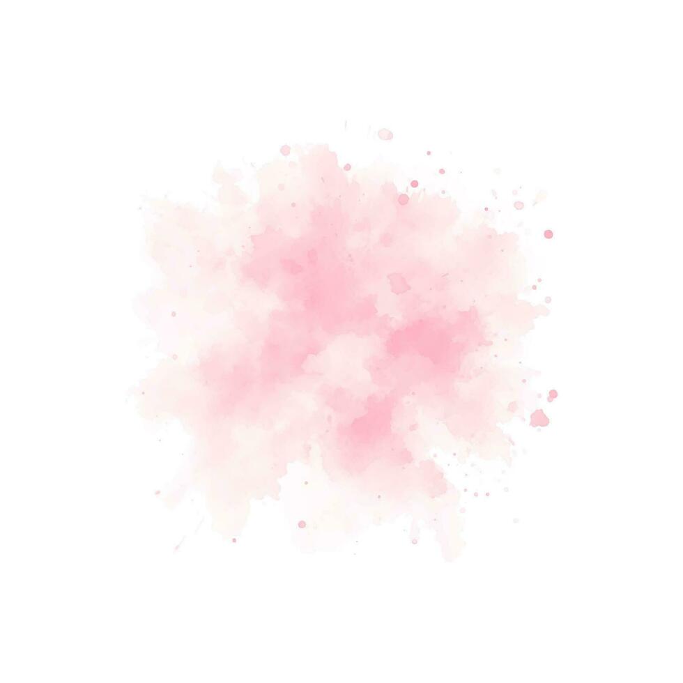 Salpicaduras de agua de acuarela rosa abstracta sobre un fondo blanco. vector