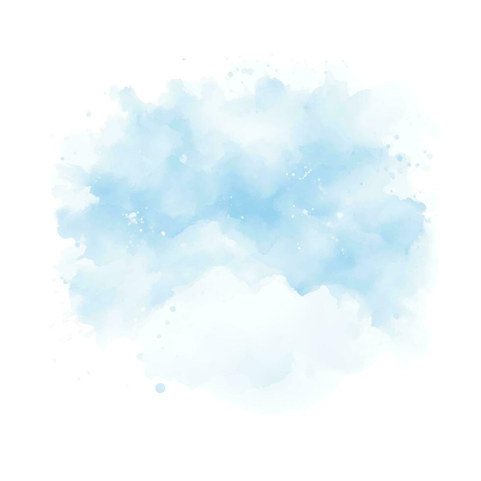 Abstract pattern with blue watercolor cloud. Cyan watercolour water brash splash texture vector