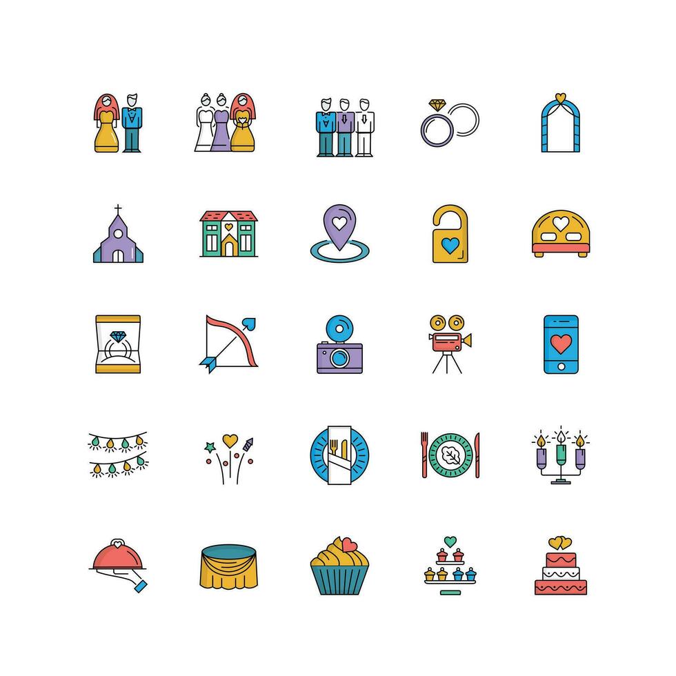 Celebration Vector Icons for Weddings