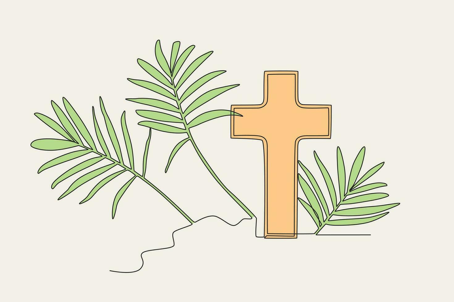 three palm leaves and a cross mark vector