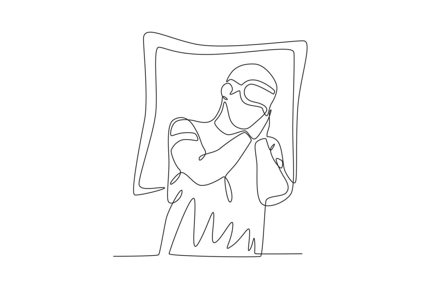 A man sleeps with his hands on his cheeks vector
