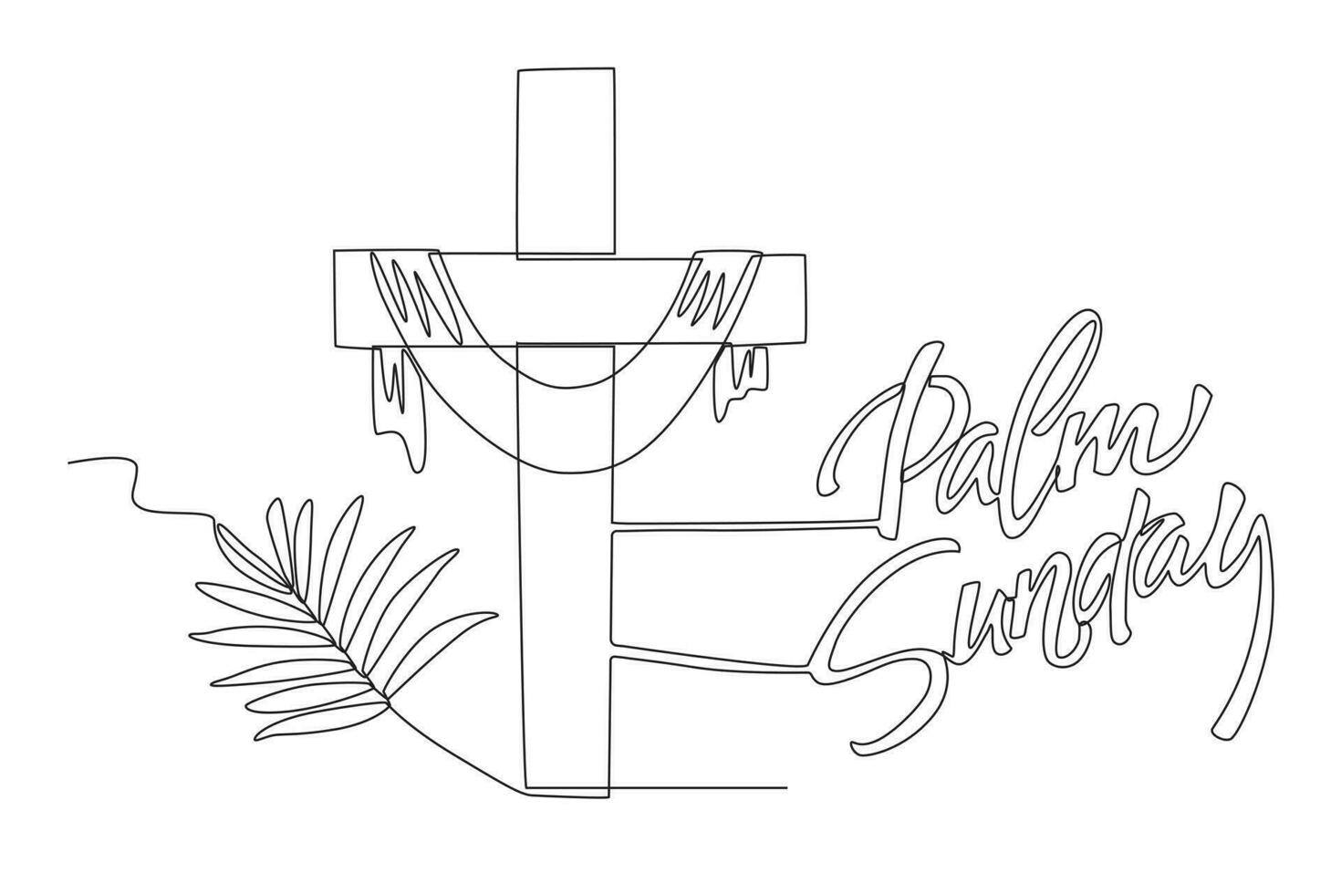 Palma Sunday is synonymous with palm leaves and the sign of the cross vector