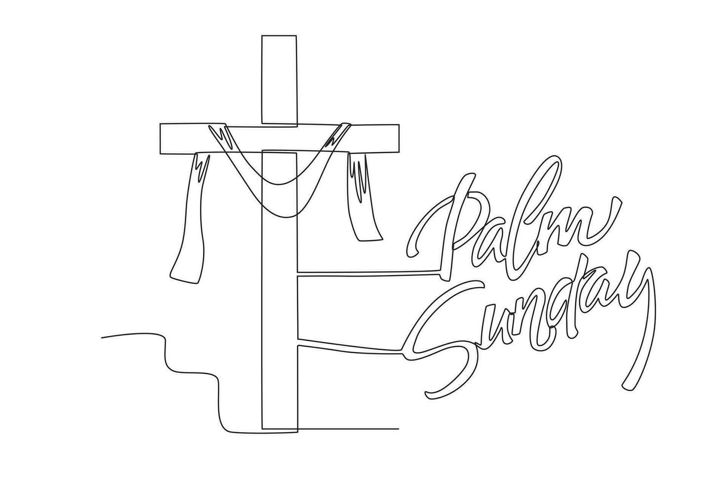 Cross sign to commemorate Palm Sunday vector