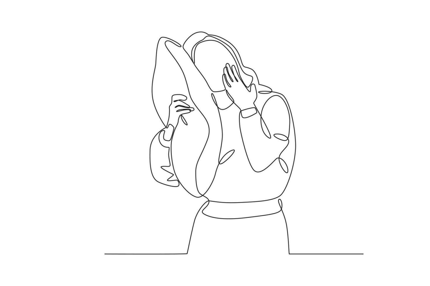 A woman who is sleeping while holding her cheek vector