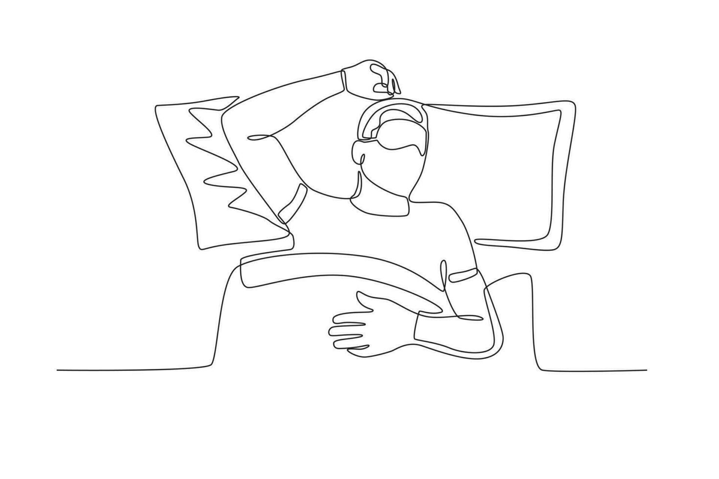 A man sleeps with one hand on his head vector