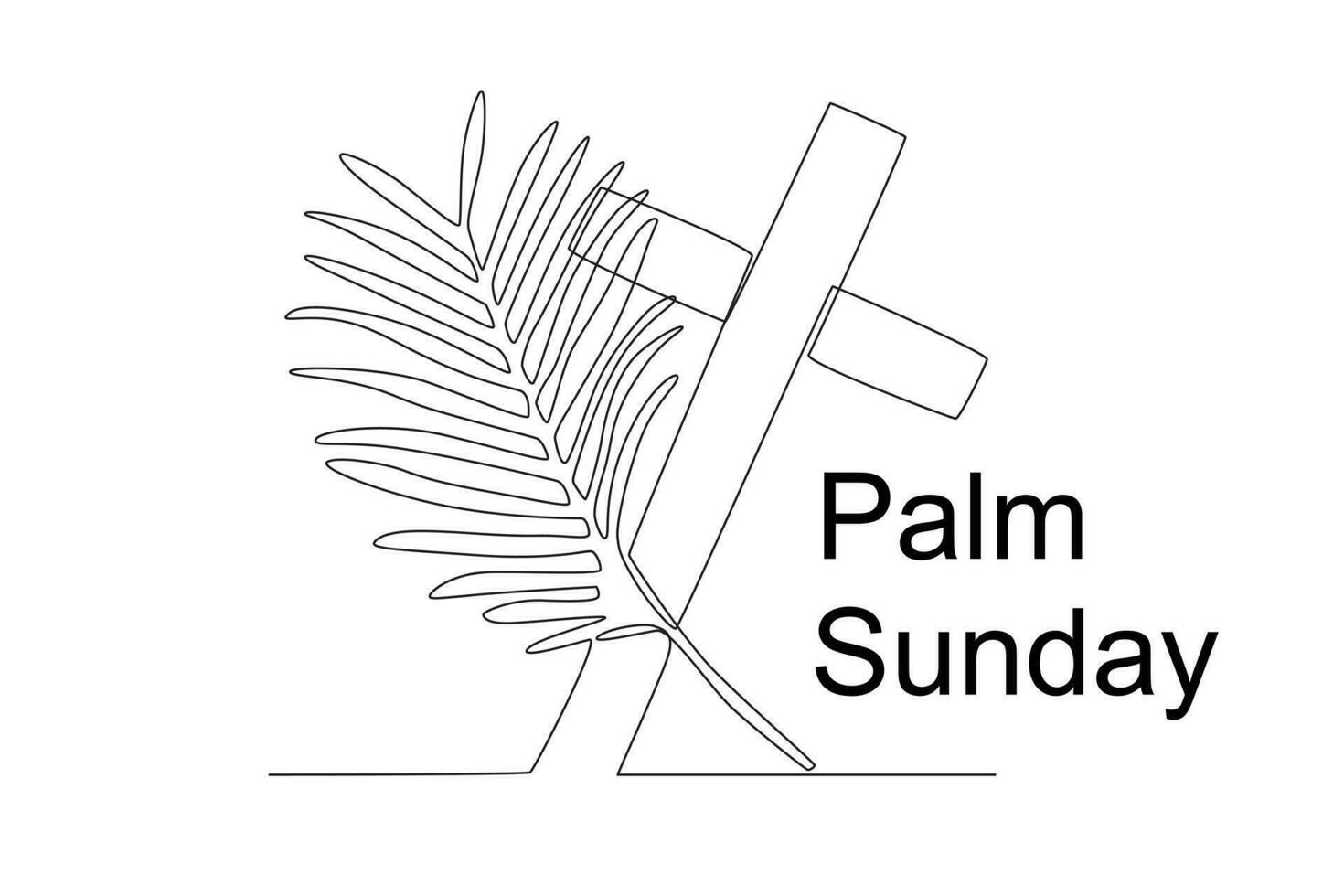 a cross sign and a palm branch at the Palm Sunday celebration vector