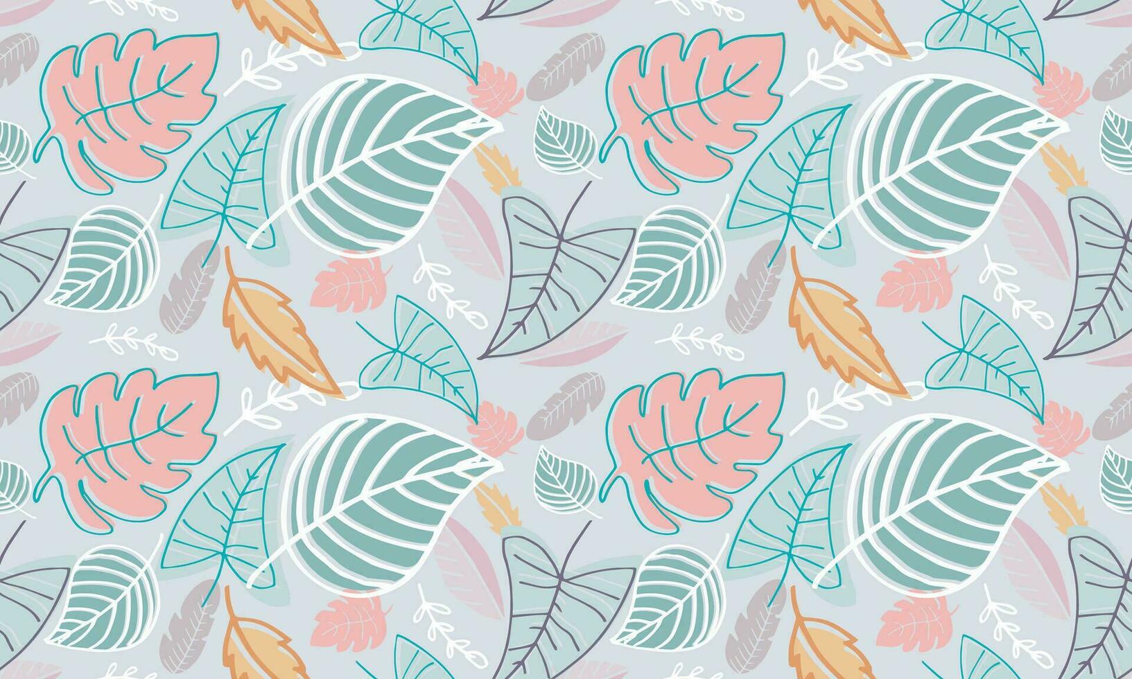 Beautiful seamless pattern with hand drawn leaves.can be used for wrapping paper, invitation card for wedding,wallpaper and textile. Vector illustration