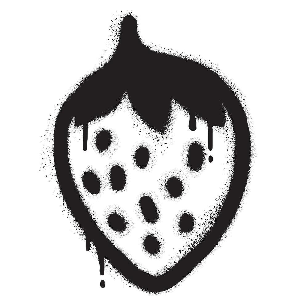 Emoticon strawberry graffiti with black spray paint.vector illustration. vector