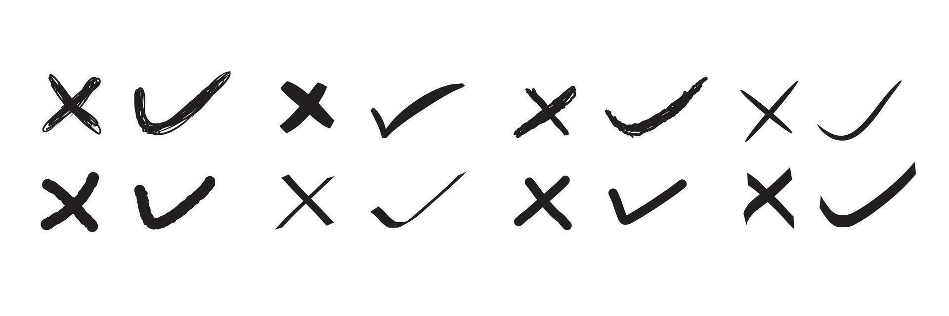 Hand drawn Check mark on white background. Vector illustration ...