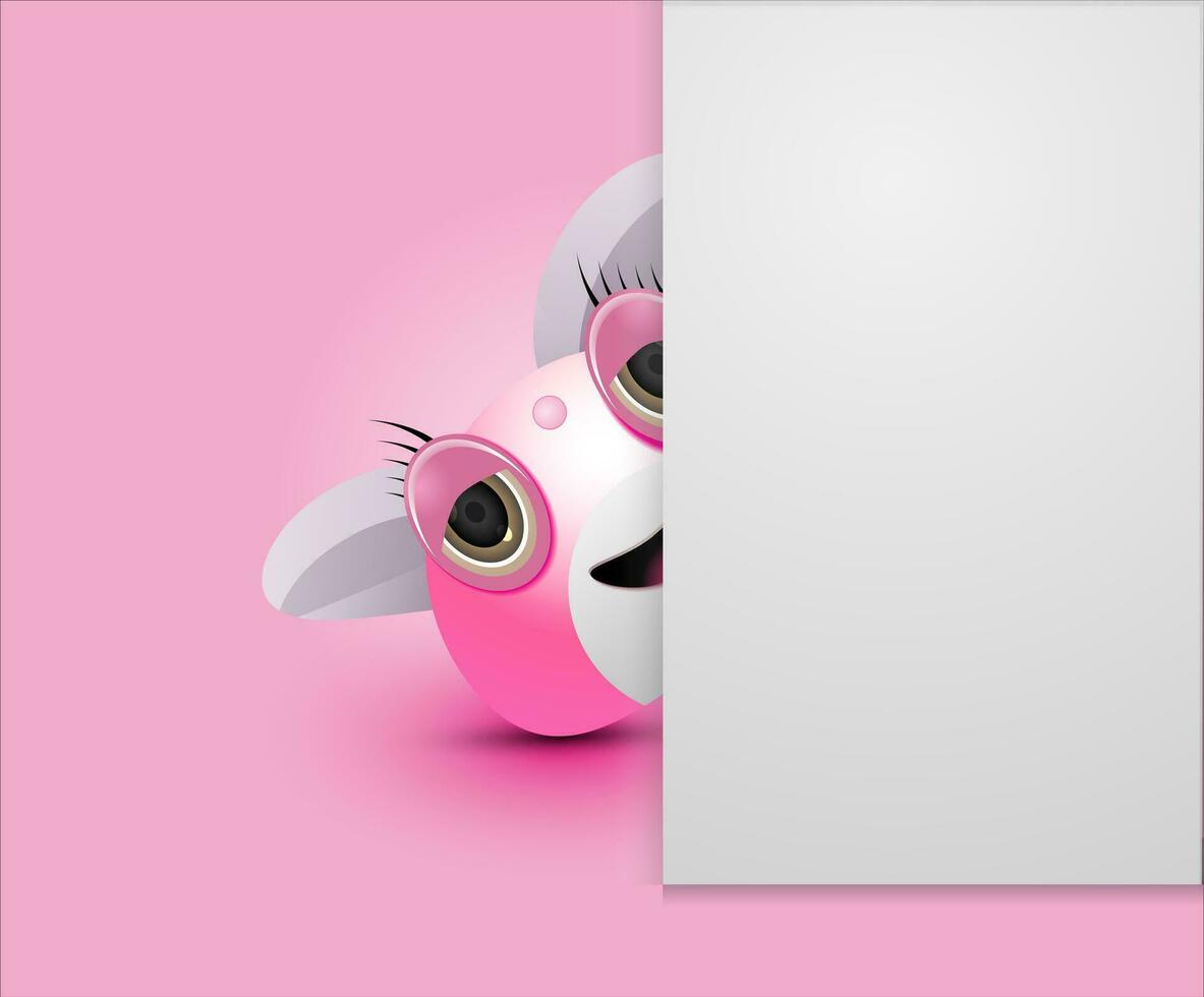 critter hiding behind blank banner vector