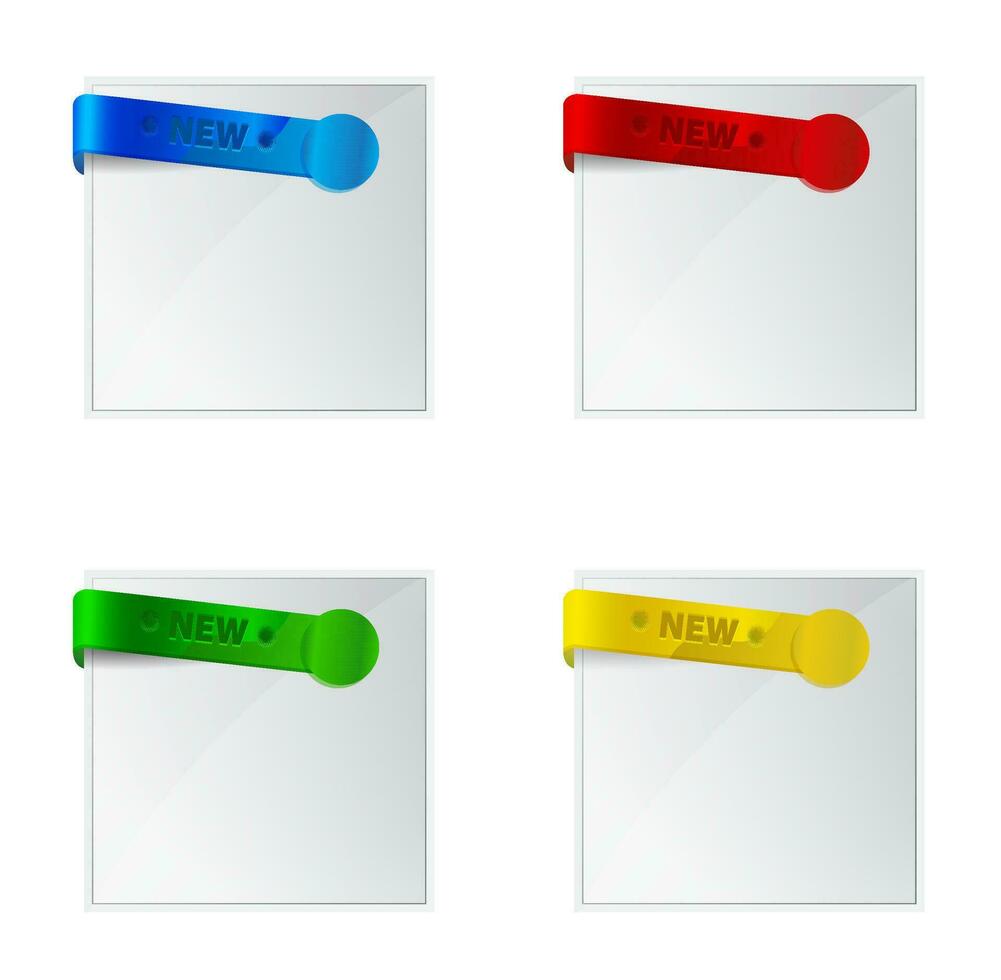 full color new banner with ribbon vector