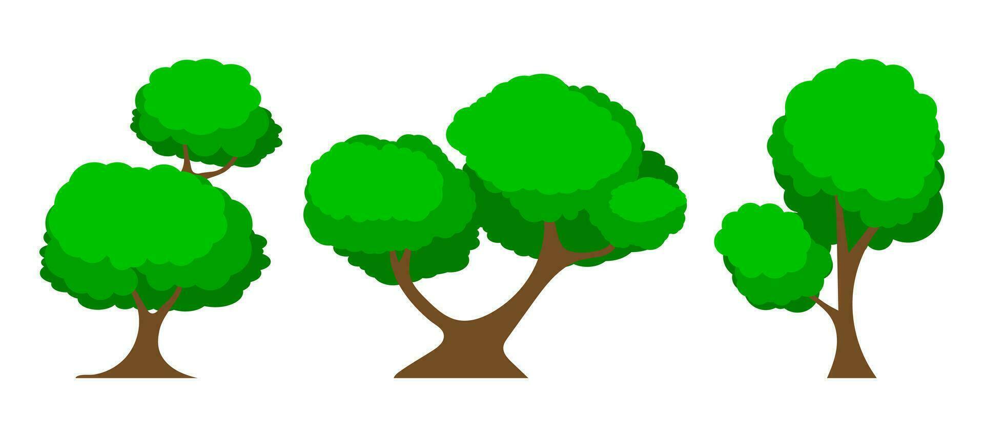 Set of cartoon trees vector illustration