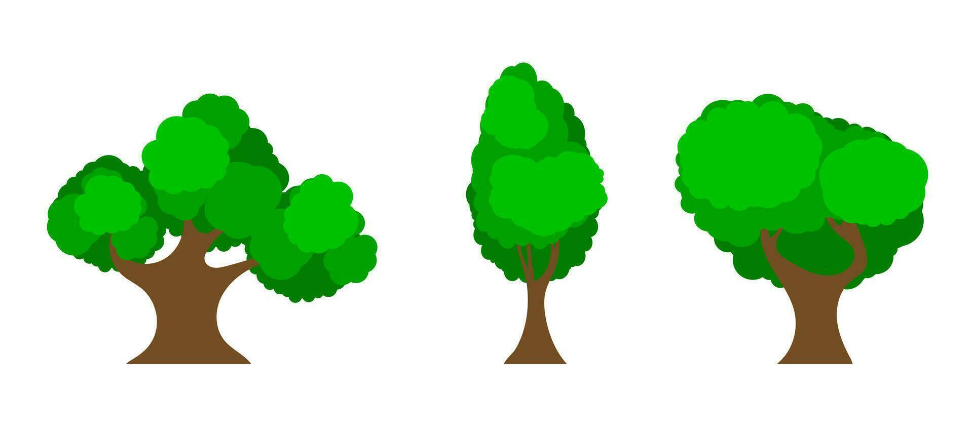 Set of cartoon trees vector illustration